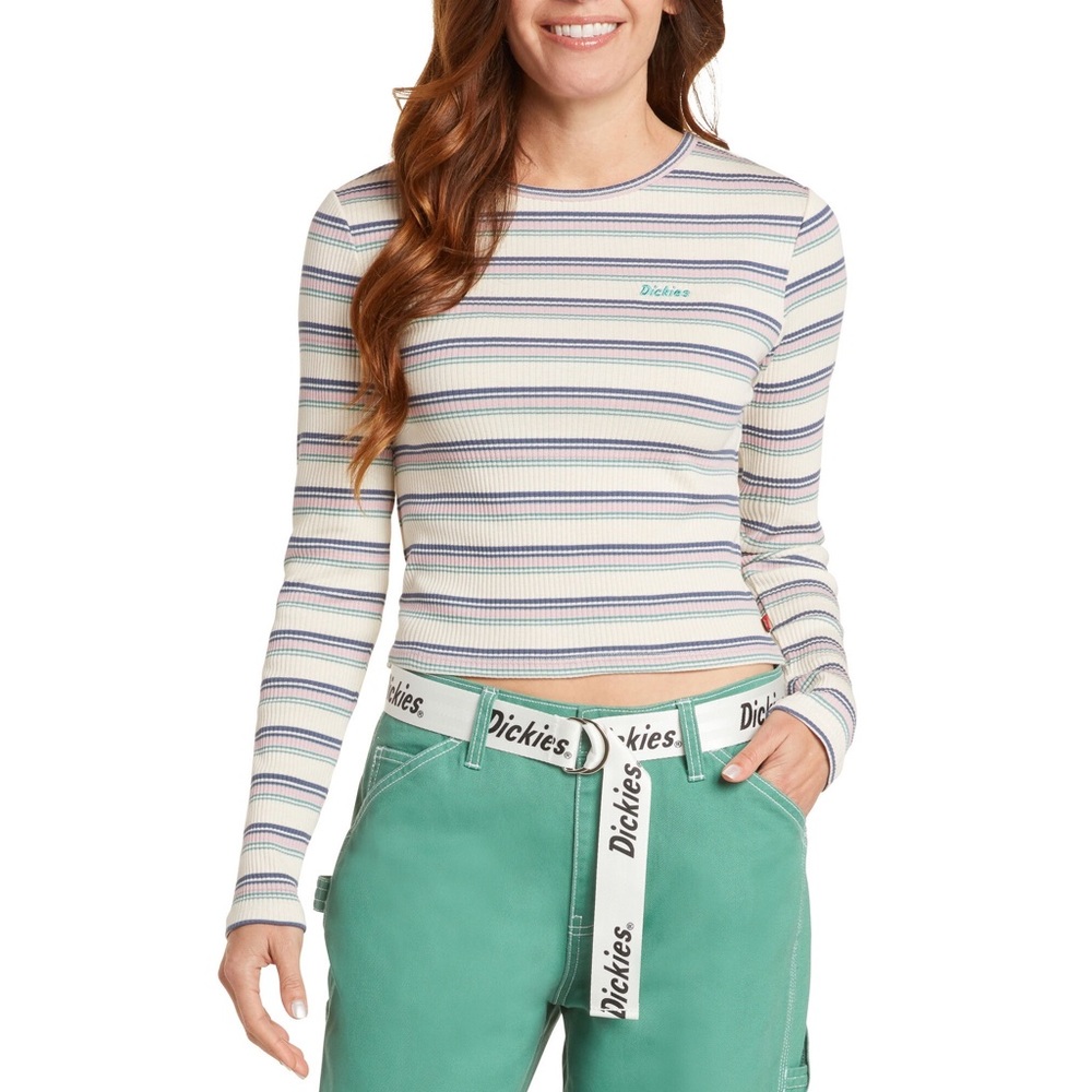 Dickies | Striped Crop Long Sleeve Baby Tee Size M